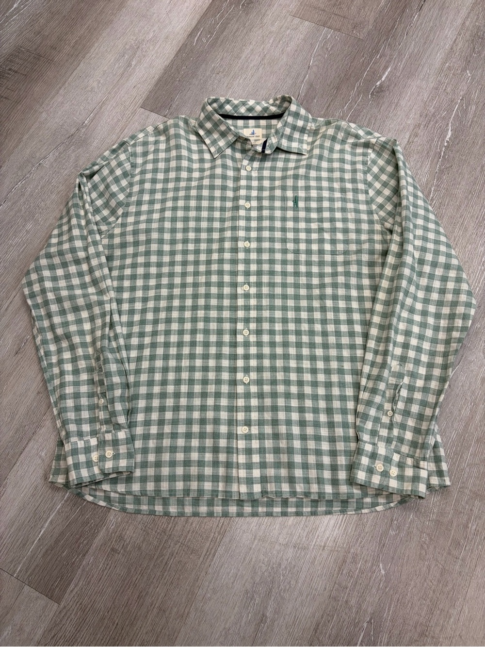 Johnnie-O Green and White Check Button-Down Shirt